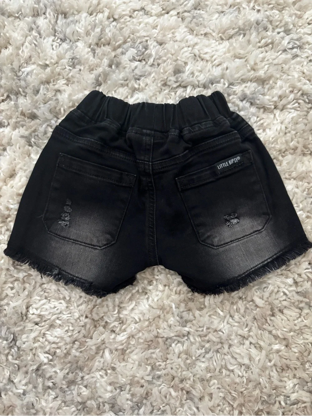 NWT Little Bipsy Two-Pack Distressed Denim Shorts in Light Blue & Black